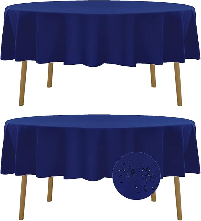 Fokitut 2 Pack Waterproof Round Tablecloth, 70 Inch, Stain Resistant and by BalsaCircle