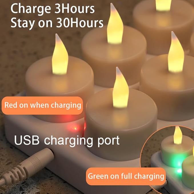Rechargeable LED Tea Lights, Flickering Flameless Candles - Image 3
