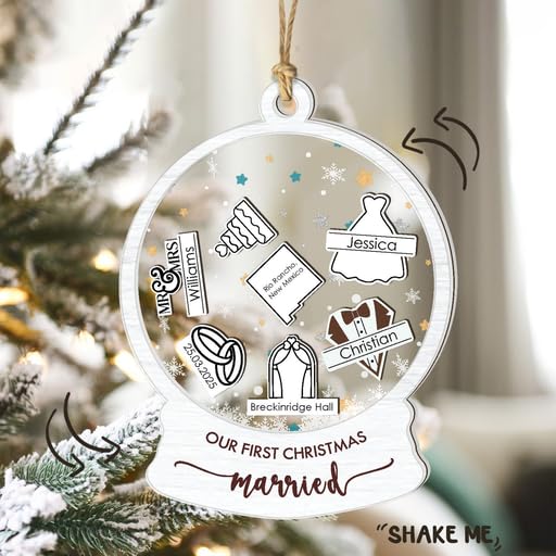 Custom Wedding Shaker Ornament 2025, Personalized Bride and Groom Ornament - Image 8