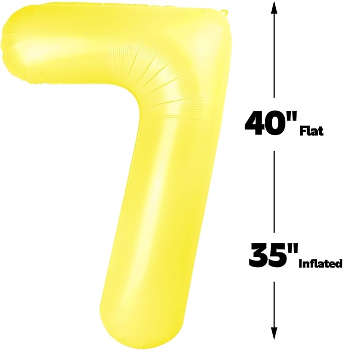 Number Balloon 7 Yellow Macaron - Image 2