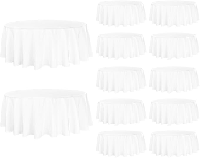 12 Pack White Round Tablecloth 90 Inch Round Table Covers Bulk Washable by Fivenl