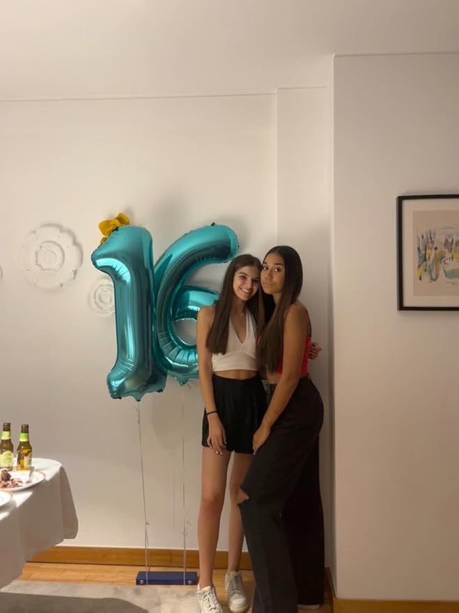 Teal Blue 40 Inch Mylar Foil Number 6 Balloon, Birthday Digital Balloons - Image 4