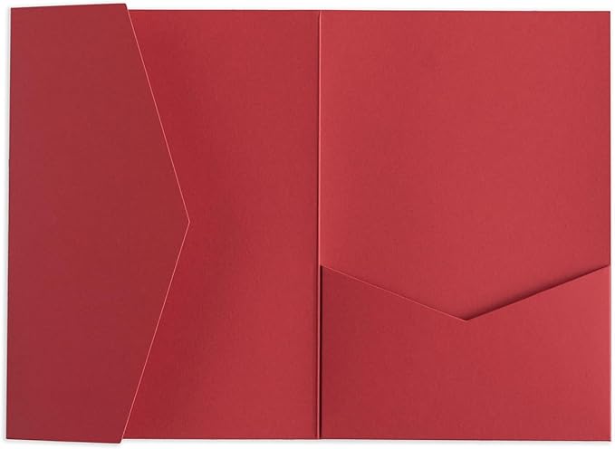 20 PCS Red Tri-fold Laser Cut Wedding Invitation Pockets by FEIYI
