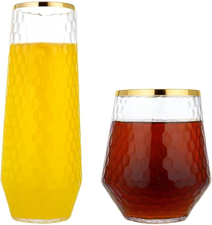 48 Pack Ribbed Origami Ripple Plastic Glasses 24 9oz Stemless Champagne Flutes - Image 4