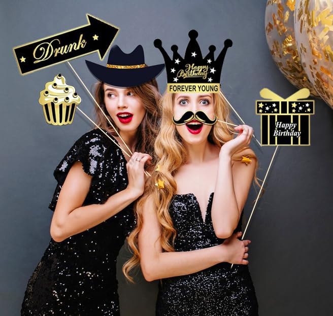 34pcs Birthday Party Photo Booth Props Kit, Favors Supplies - Image 6