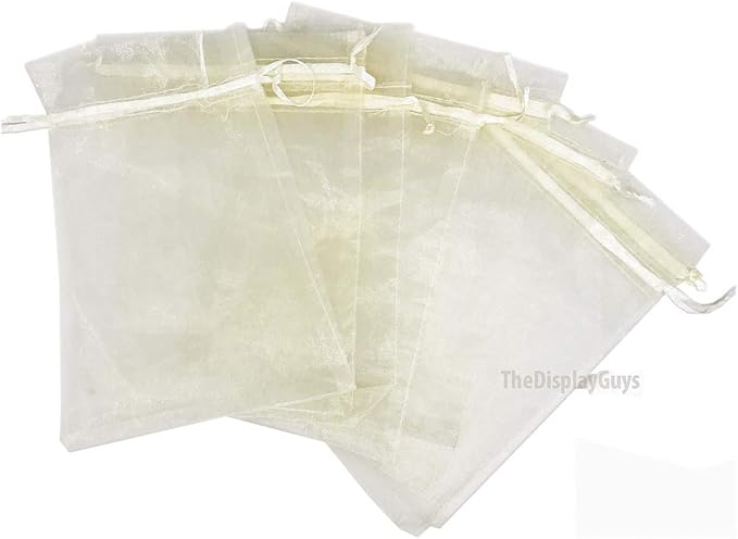 TheDisplayGuys 48-Pack 4x6 Cream/Beige Sheer Organza Gift Bags - Image 2
