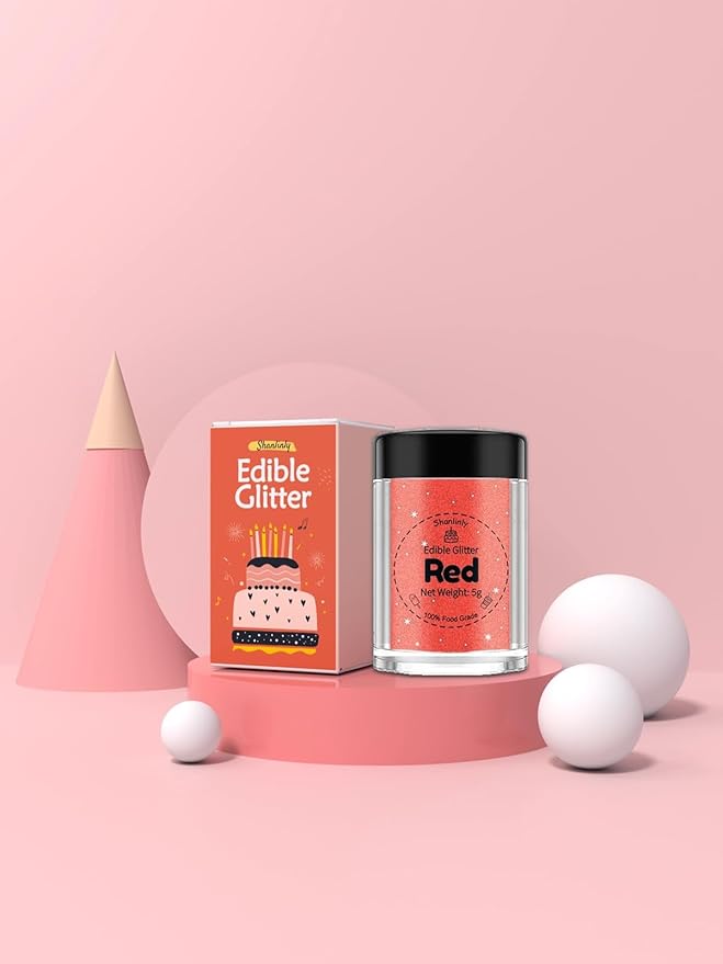 Shanlinly Red Edible Glitter for Cakes Drinks - Image 4