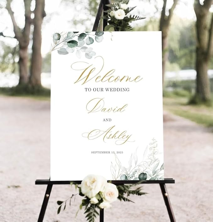 Greenery Wedding Welcome Sign, Eucalyptus Wedding Sign, Botanical Welcome by SZ-HaNoi