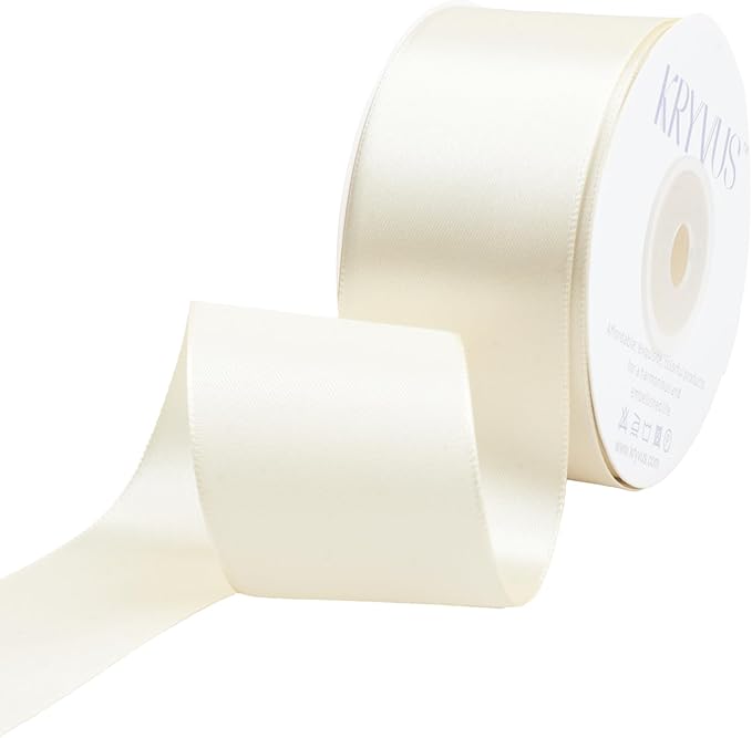 Beige Satin Ribbon 1-1/2 inch X Continuous 25 Yards, Single Face Polyester by Kryvusribbon