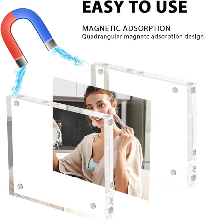 4x6 Acrylic Frames 4 Pack, 20mm Double Sided Magnetic Picture Frames Clear - Image 3