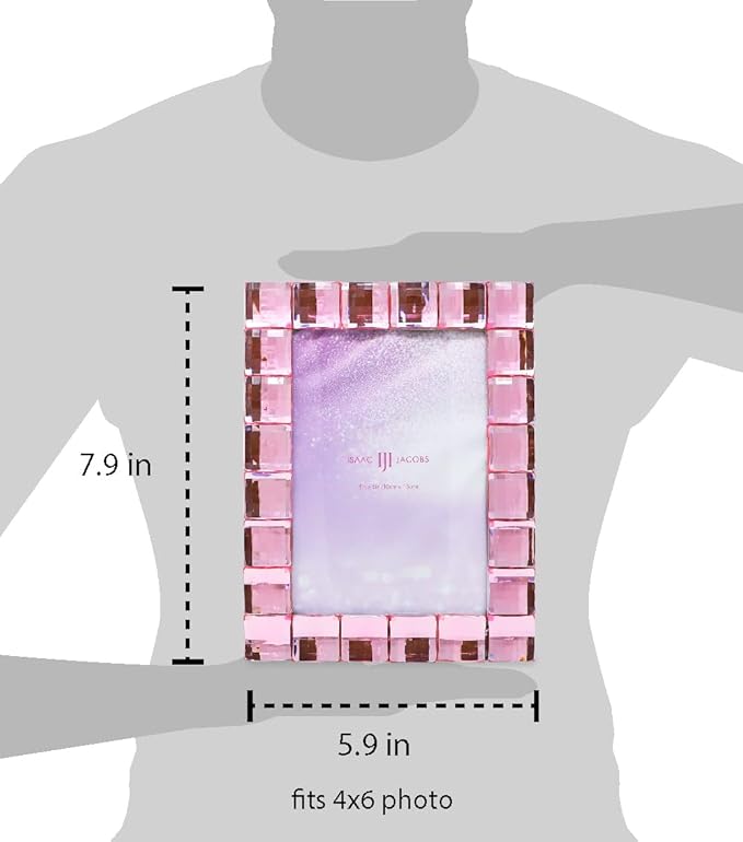 Isaac Jacobs Decorative Sparkling Light Pink Jewel Picture Frame, Photo Display - Image 3