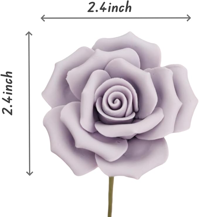 6 pcs Handmade Ceramic Roses, Featuring Vibrant Colors and Intricate Petal - Image 4