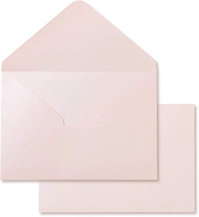 PONATIA 50 PCS/Pack A7 Envelopes, 5.25 x 7.48'' Sparkle Blush Pink Envelopes - Image 8