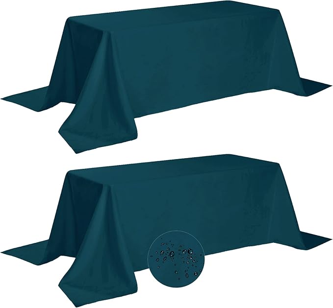 Fokitut 2 Pack Waterproof Rectangle Tablecloth, 90x132 Inch, Stain Resistant by BalsaCircle