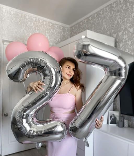 Silver Number 27 Birthday Balloon 40 Inch, Digital Balloons - Image 5