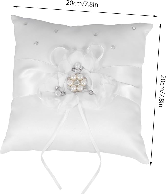 Decorative Pillows Pearl Ring Ring Pillow Wedding Ring Bearer Pillow Set - Image 2