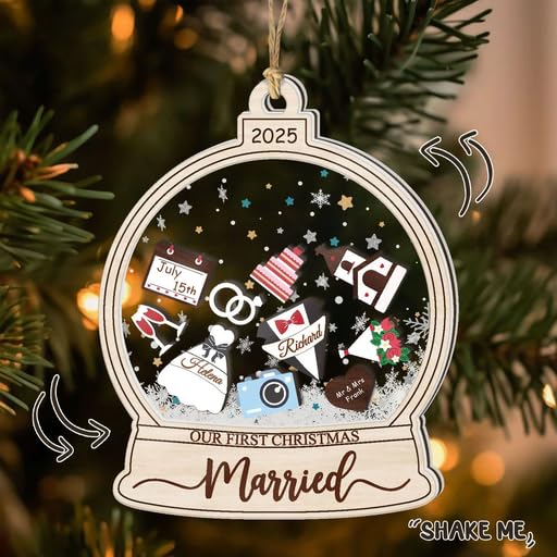 Personalized Wedding Shake Ornament, Custom Bride and Groom Christmas Ornament - Image 3
