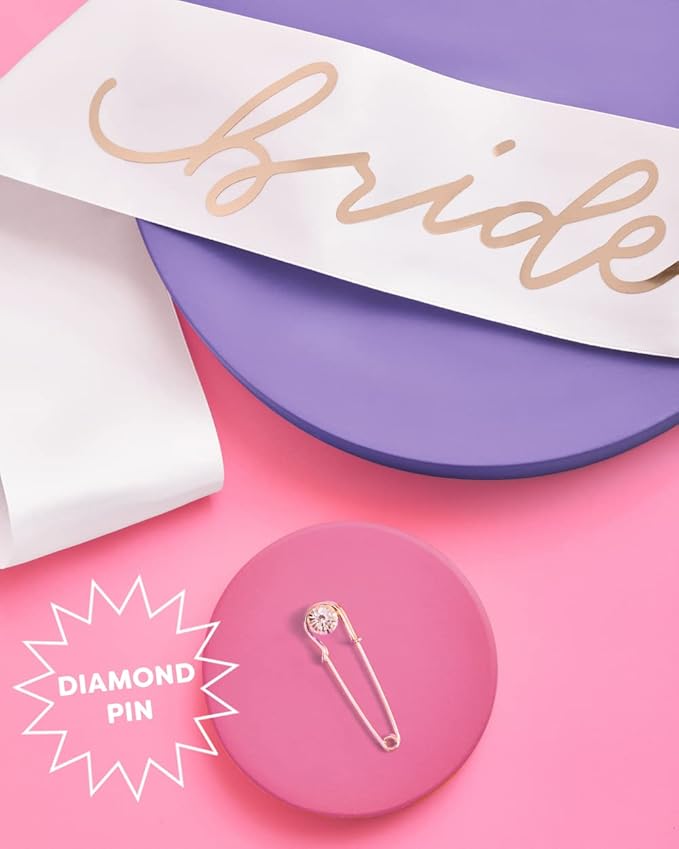 xo, Fetti Bride to Be Sash | Bachelorette Party Decorations White + Rose Gold - Image 4