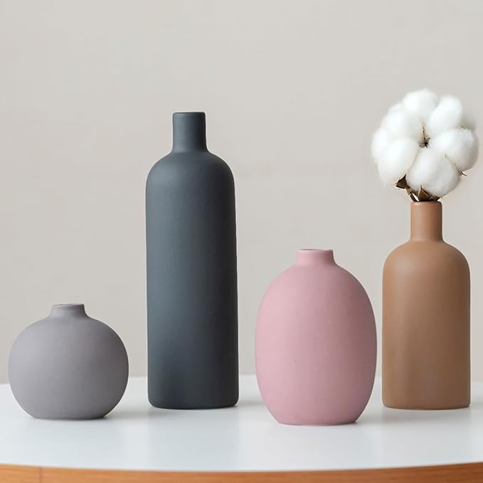 Modern Ceramic Vase Set, Neutral Colors, Decorative Vases - Image 8