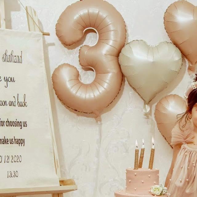 Large 40 Inch Light Brown 3 Number Balloon, 3 13 23 30 33 36 38 Light Brown - Image 8
