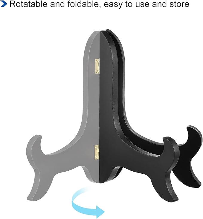 uxcell 9" Easel Plate Holder, Wooden Folding Display Stand Black - Image 4