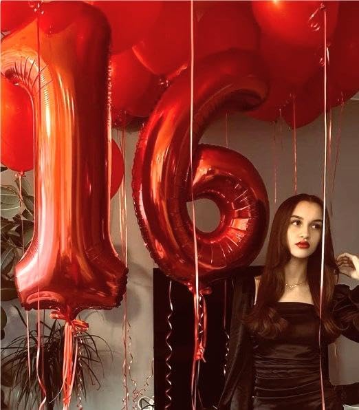 40 Inch Red Mylar Foil Number 6 Birthday Balloon, Digital Balloons - Image 4