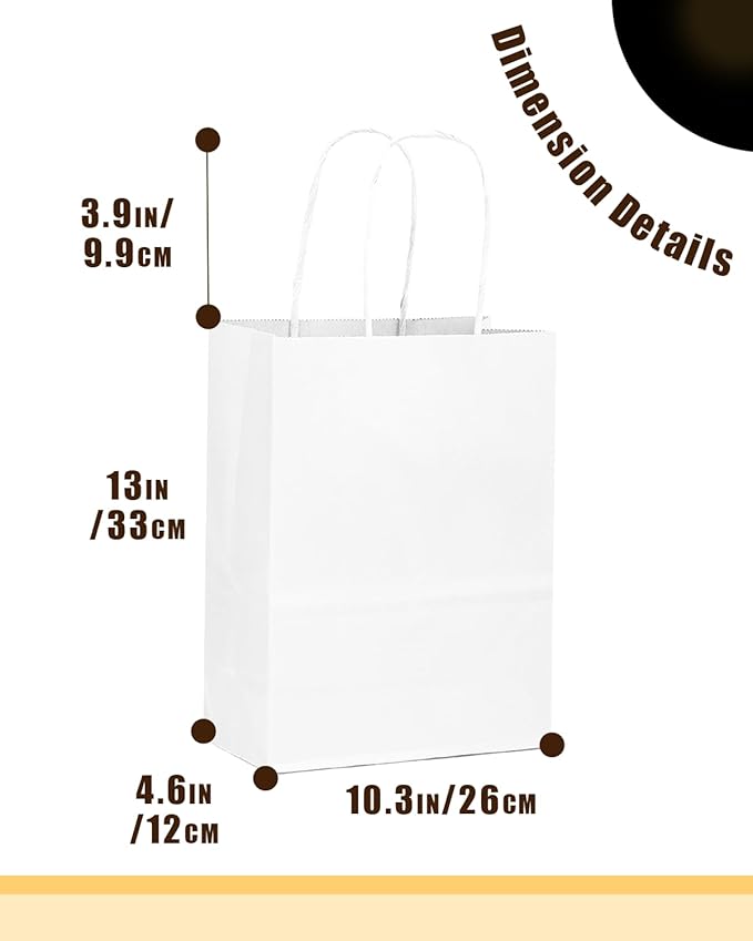 qiqee 50-Packs White Paper Gift Bags - Image 5