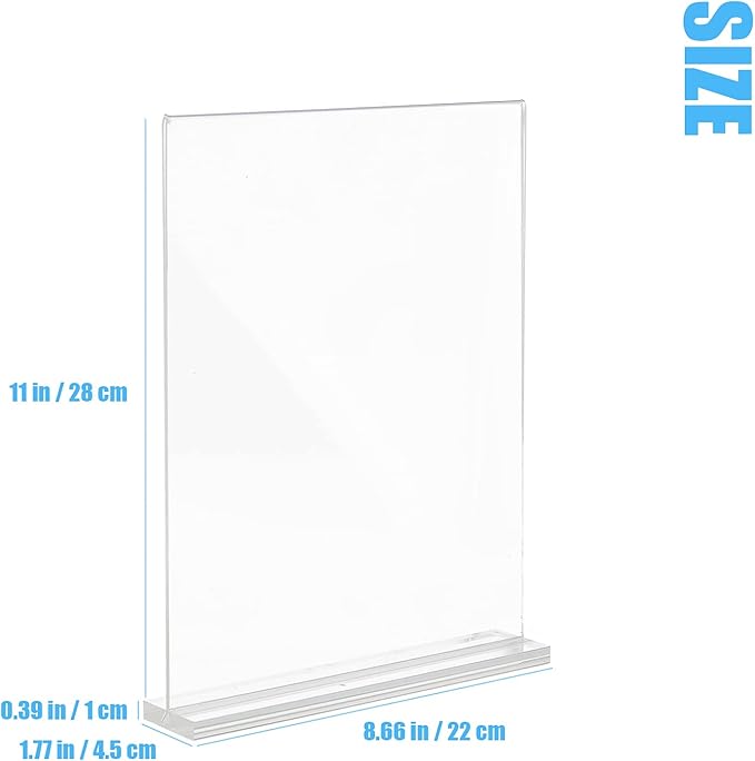 Acrylic Sign Holder, 8.5 x 11 inches Clear Table Menu Display Stand Desktop - Image 2
