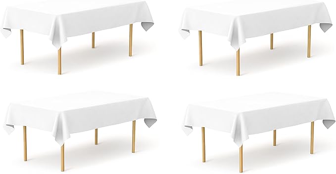 Pomp Pure White 60" x126" Poplin Polyester Tablecloth | Wrinkle + Stain by POMP