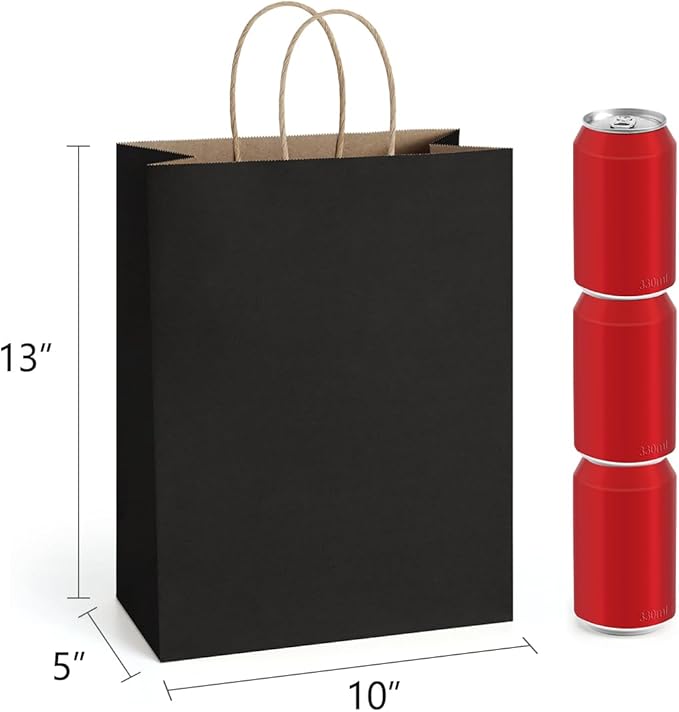 BagDream 100Pack 10x5x13 Black Paper Bags - Image 2
