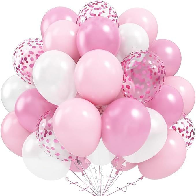 Balloons Pink and White, 60 Packs 12 Inch Light Pink White Balloons by Togvu