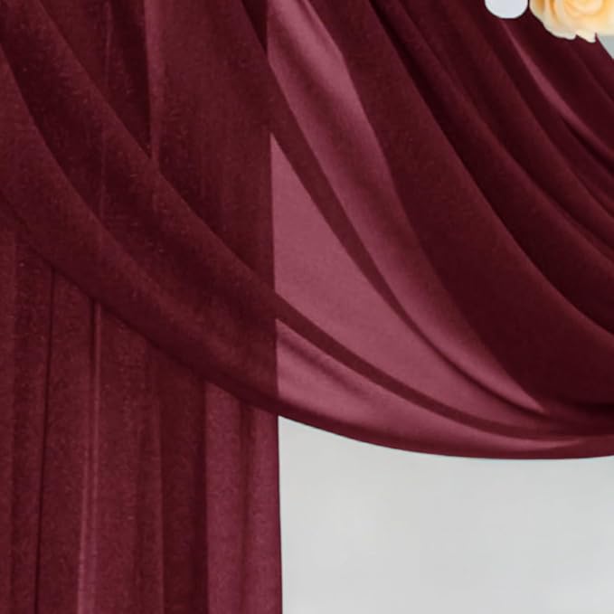 Burgundy Wedding Arch Draping Fabric 29" x 20 FT Red Drapes - Image 4