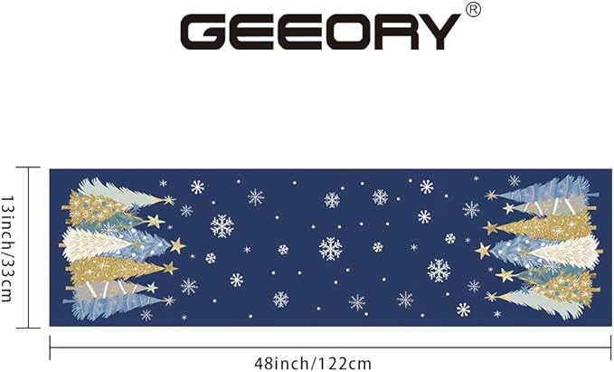 GEEORY Christmas Table Runner 13x48 Inch, Xmas Trees Snowflakes Holiday - Image 6