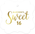 Andaz Press Personalized Fancy Frame Square Birthday Gift Tags, Metallic Gold by AndazPress