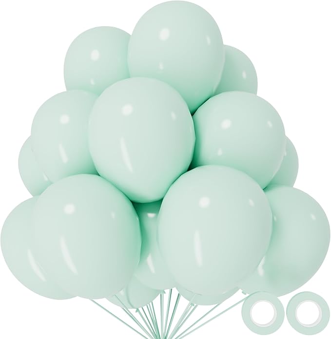 110pcs Pastel Green Balloon 12 Inch, Pastel Green Latex Balloons by KUULBELA