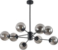 KCO Lighting Modern Glass Globe Sputnik Chandelier 8-Light Mid Century Black by KCOLighting