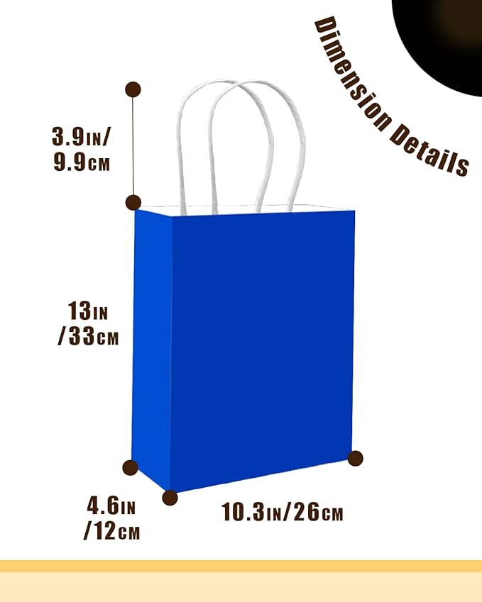 qiqee 50-Packs Diamond Blue Paper Gift Bags - Image 4