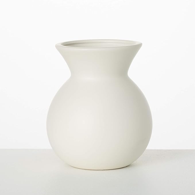 Sullivans White Ceramic Flower Vase, Modern Home Decor Vases by Sullivans