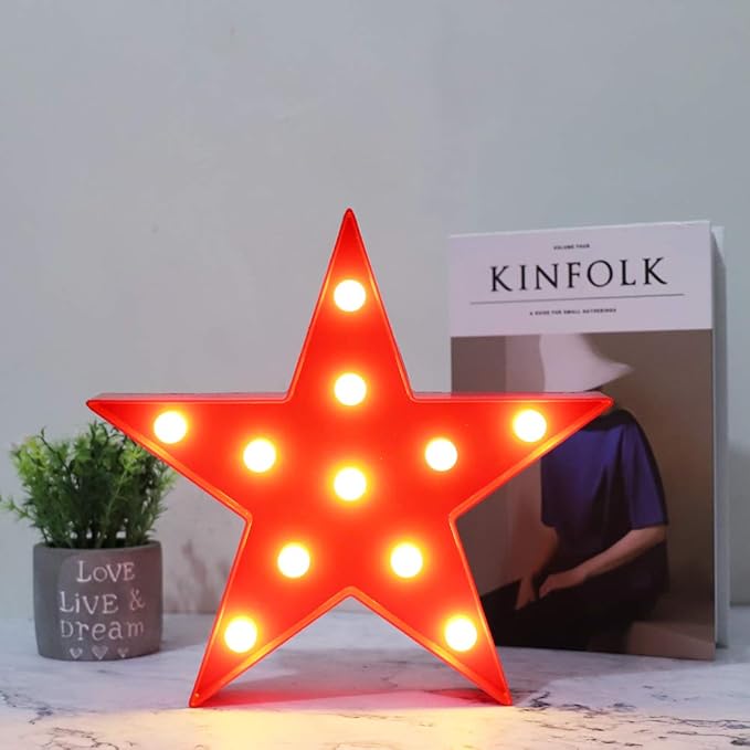LED Marquee Star Signs Night Lights, Battery Operated Star Shaped Desk Table - Image 2