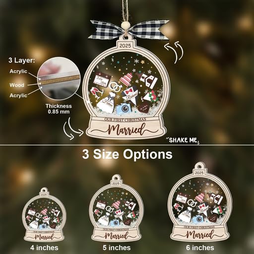 Personalized Wedding Shake Ornament, Custom Bride and Groom Christmas Ornament - Image 4