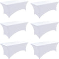 6-Pack 6ft White Spandex Table Covers by Unknown