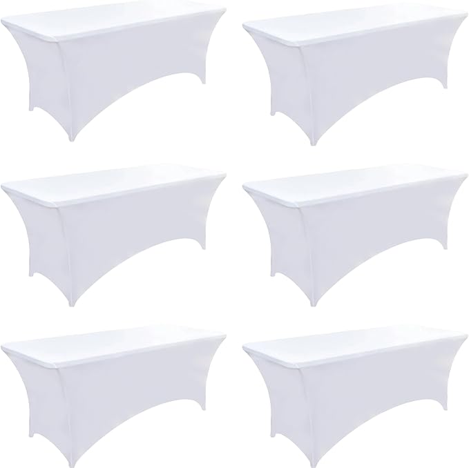 6-Pack 4ft White Spandex Table Covers by Unknown