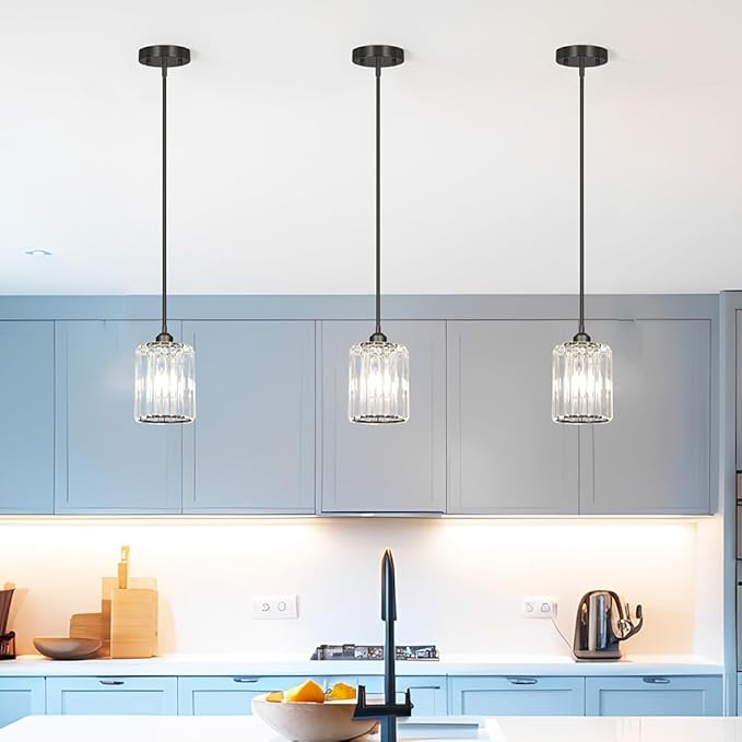 Black Kitchen Pendant Lights Over Island - Image 2