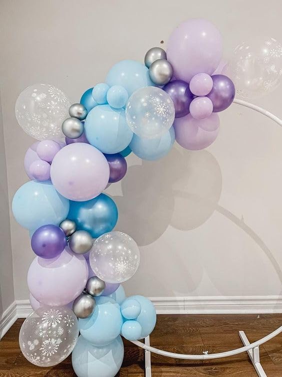 Frozen Balloons, 12 Inch Purple Blue White and Silver Balloons - Image 4
