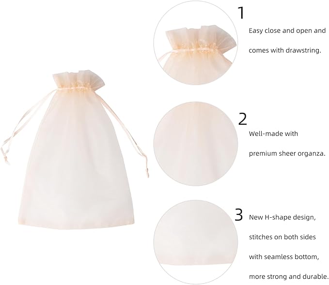 Wudygirl 100PCS Organza Bags Jewelry Bags Drawstring 5X7 Inch Favor Bags - Image 2
