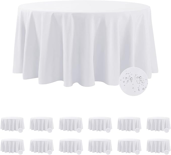 Fokitut 12 Pack Waterproof Round Tablecloth, 108 Inch, Stain Resistant and by BalsaCircle