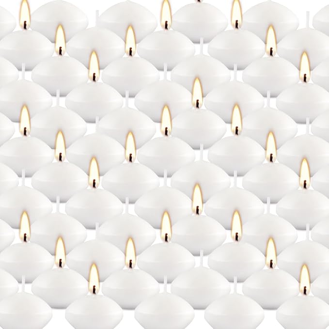 Unscented Floating Candles Set of 72, 2 Inch White Dripless Wax - Image 2