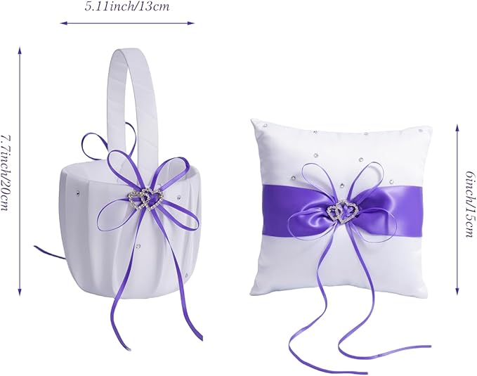 QIRMIZI Wedding Ring Pillow and Flower Girl Basket Set – Adorned - Image 4