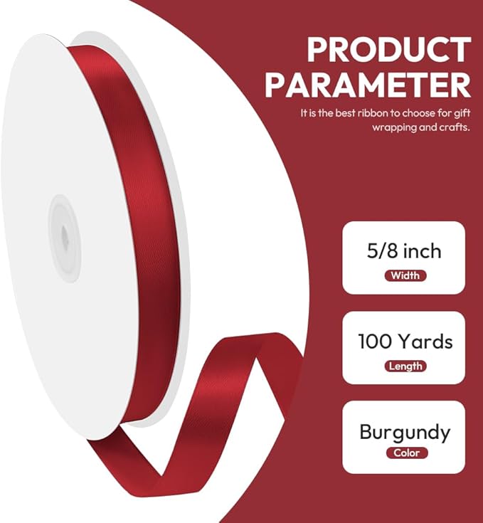 5/8" x 100 Yards Satin Ribbon - Image 2