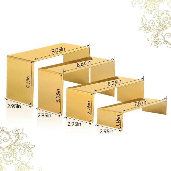 4 Pcs Gold Stainless Steel Display Risers, Display Stand - Image 3